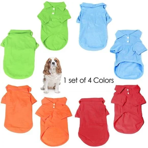 4 Pieces Dog T-Shirt, Breathable Pet Shirts, Puppy Sweatshirt Dog Clothes Outfit - Picture 7 of 7